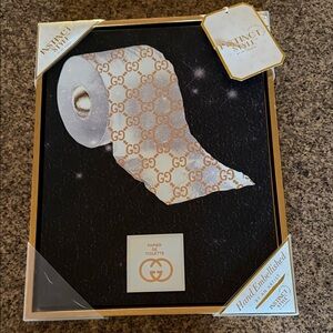 Gucci Gold and White Toilet Paper Art Decor